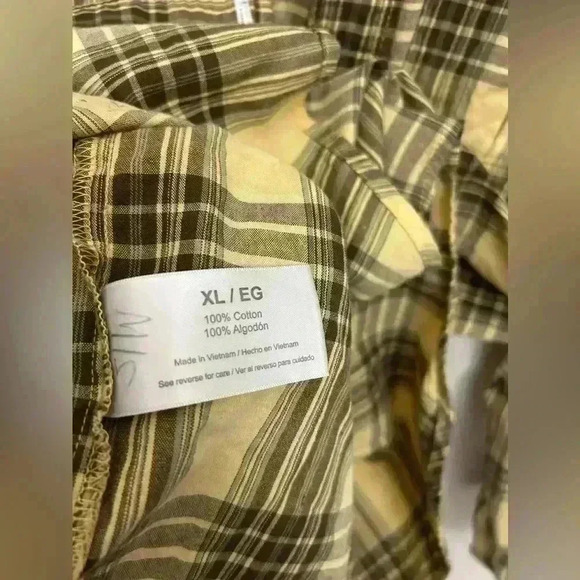 Eddie Bauer Button Up Men's Shirt Relaxed Fit Plaid Long Sleeve Yellow Size XL - Picture 4 of 6